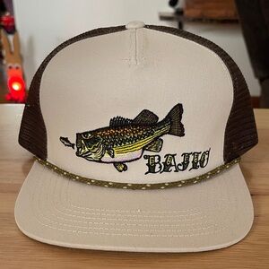 Bajio Beige and Brown Bass Embroidered Hat